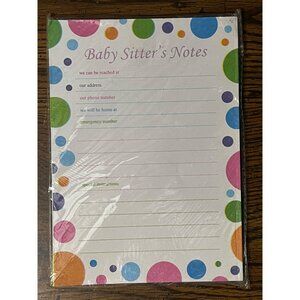 Baby Sitters Notes Babysitter Emergency Pad Polka Dot Design